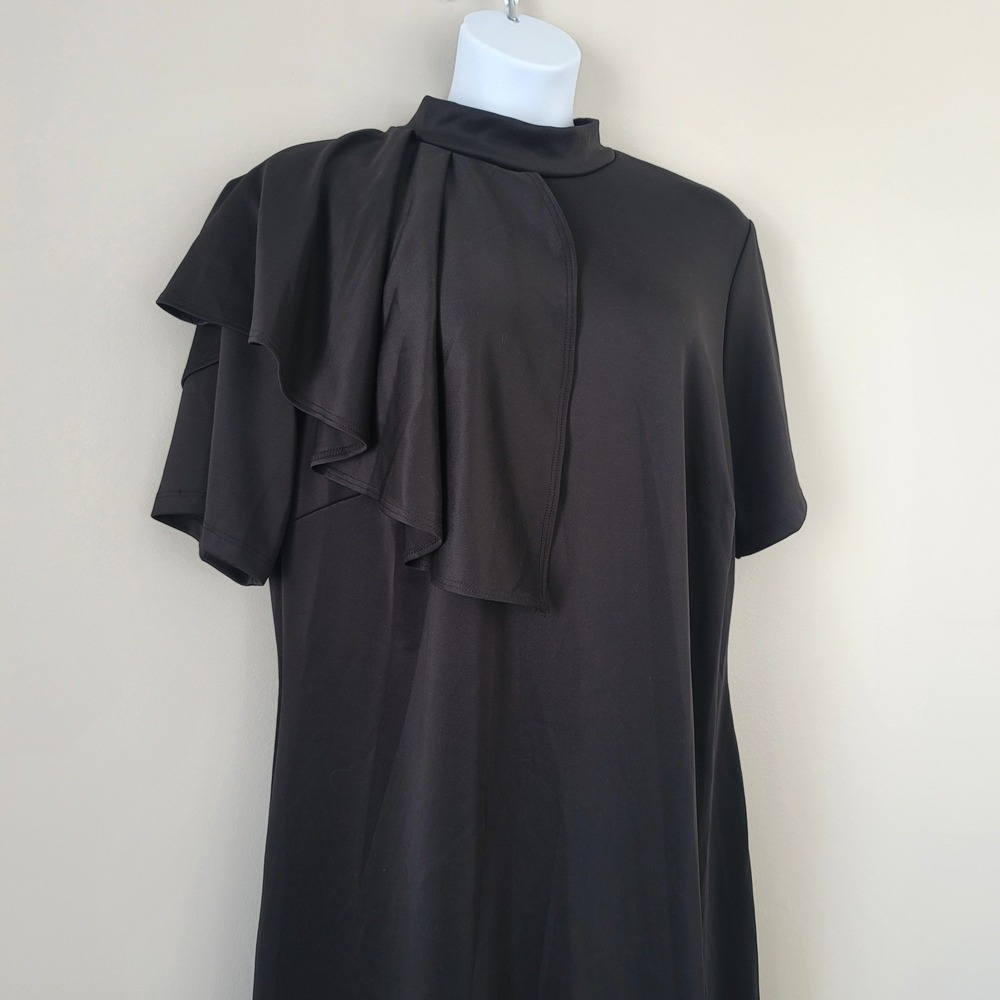 ASHLEY STEWART Size 22/24 Short Sleeve Keyhole Neck Black Sheath Dress NWT - Picture 3 of 9